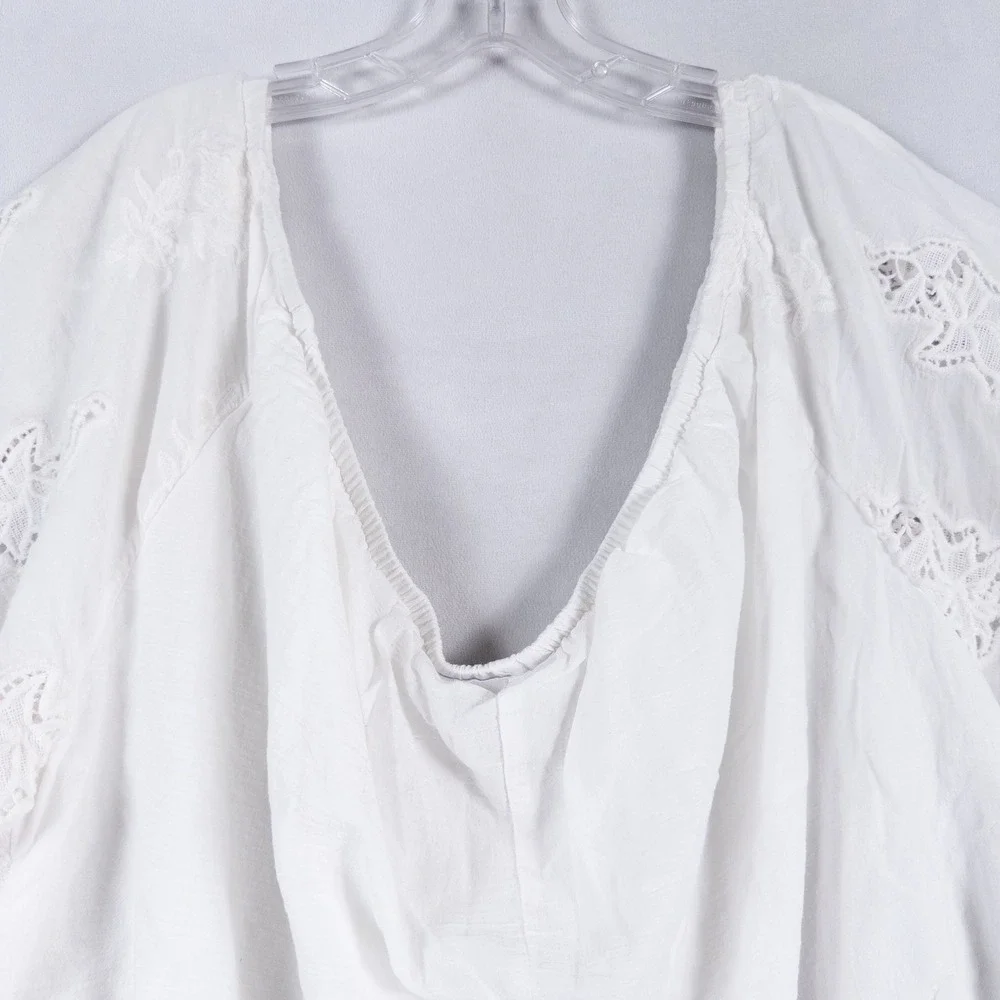 Lane Bryant Blouse Top Womens 26/28 4X White Lace Crochet Flutter Sleeve Boho - Picture 4 of 10